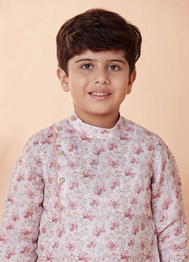 Manyavar-Boys-Beige-Side-Open-Printed-Kurta-Set