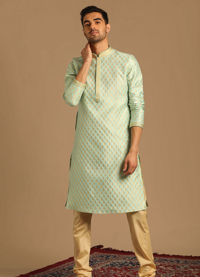 Manyawar Classy Green Kurta Pajama