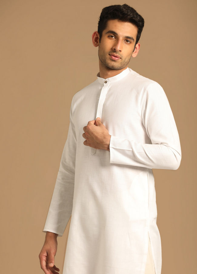 Manyawar Comfy Light Cream Kurta Pajama