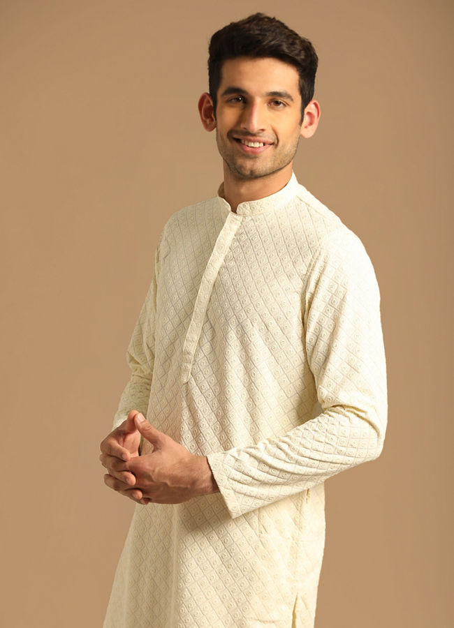 Manyawar Classy Cream Kurta Set