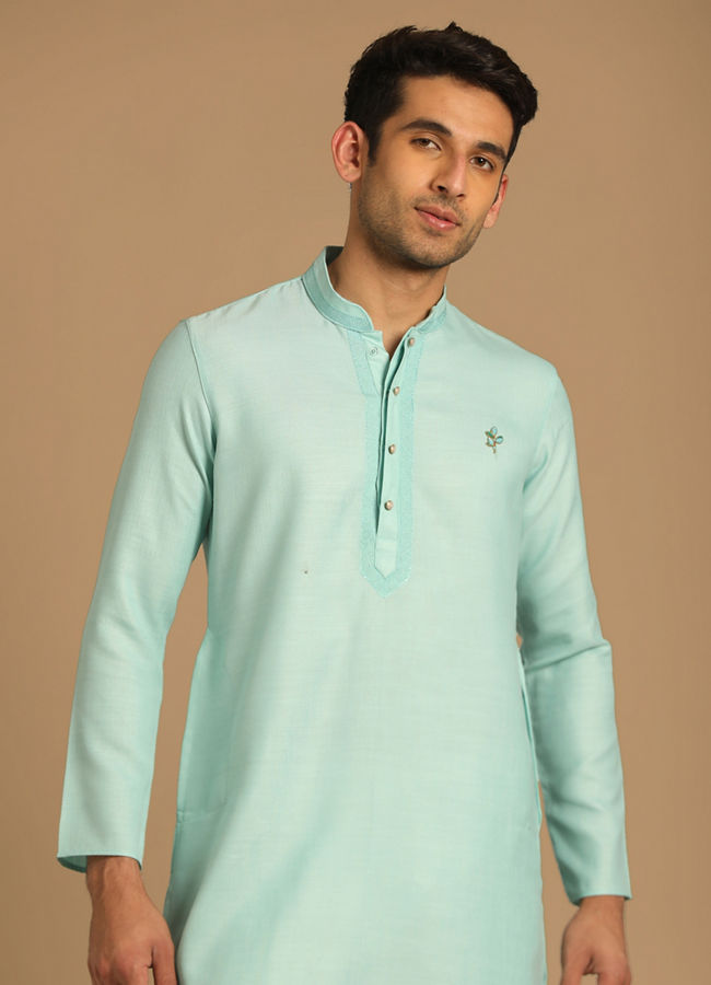 Manyawar Self Design Blue Kurta Set - India shopping