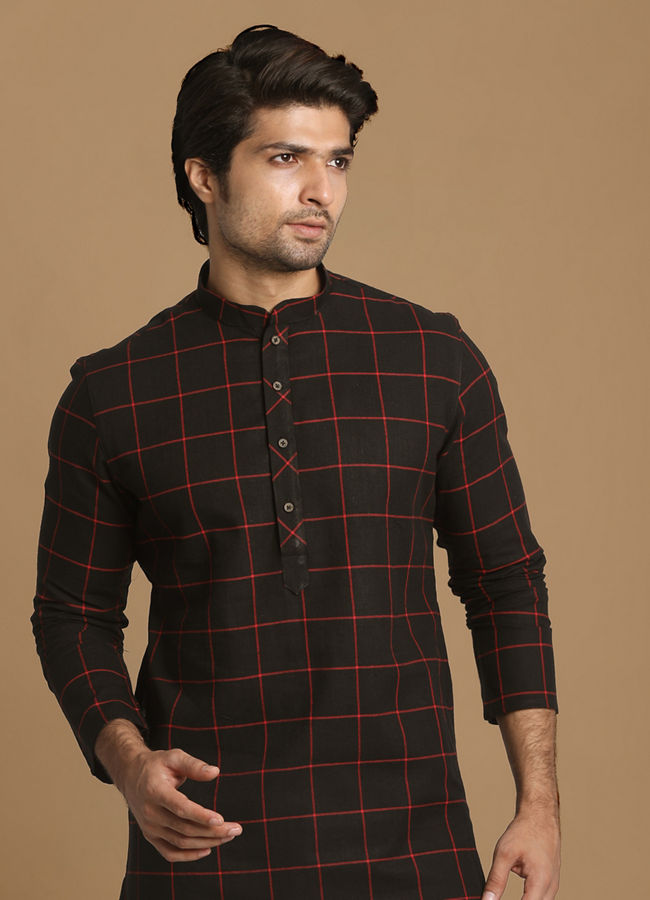 Manyawar Black Casual Kurta