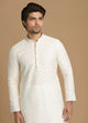 Manyawar Off White Self Motif Kurta Set