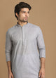 Manyawar Shale Grey Solid Kurta Set