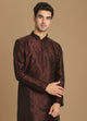 Manyawar Wine Self Floral Motif Kurta Set