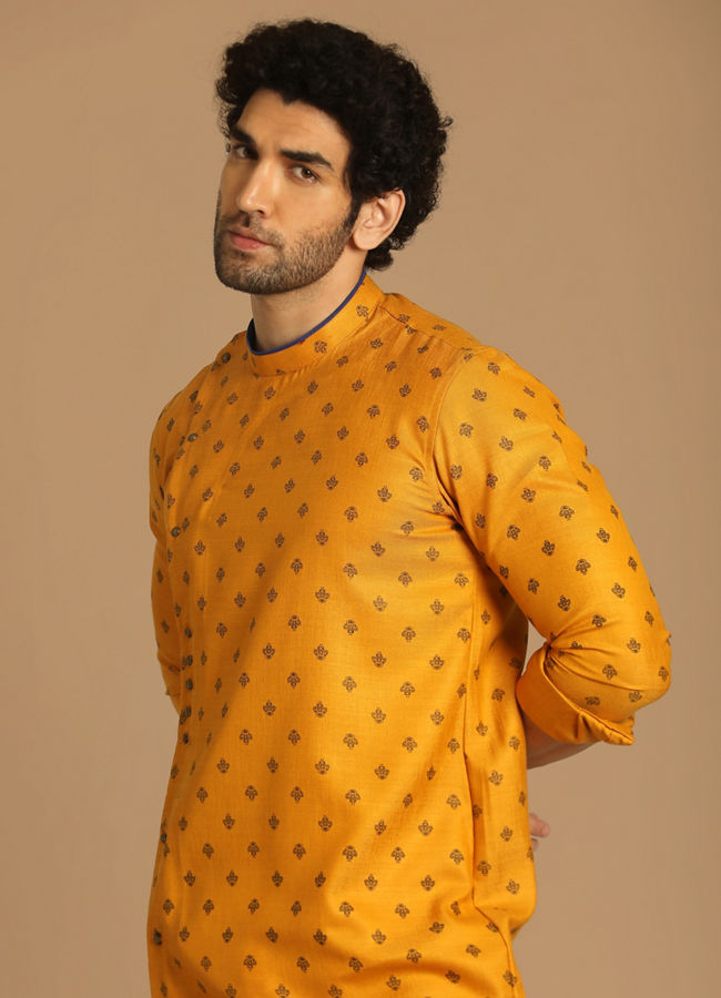 Manyawar Boota Work Light Orange Kurta