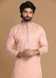 Manyawar Light Pink Kurta Pajama With Minimalist Motifs
