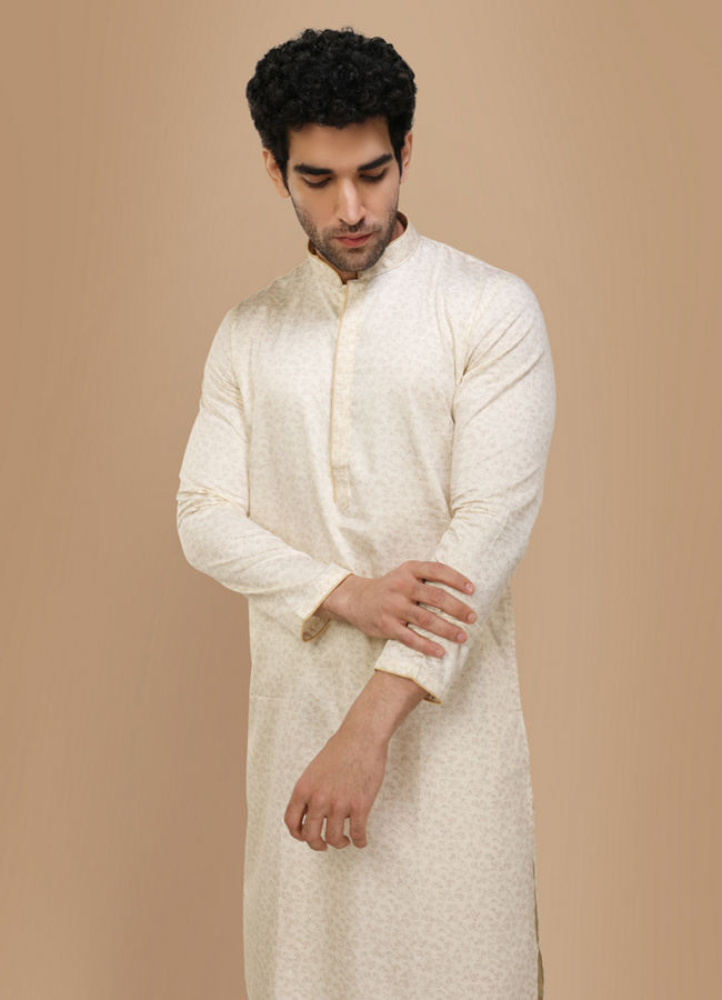 Manyawar Elegant Cream Kurta Set - India shopping