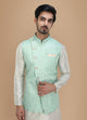 Manyawar Light Blue Kurta Jacket Set