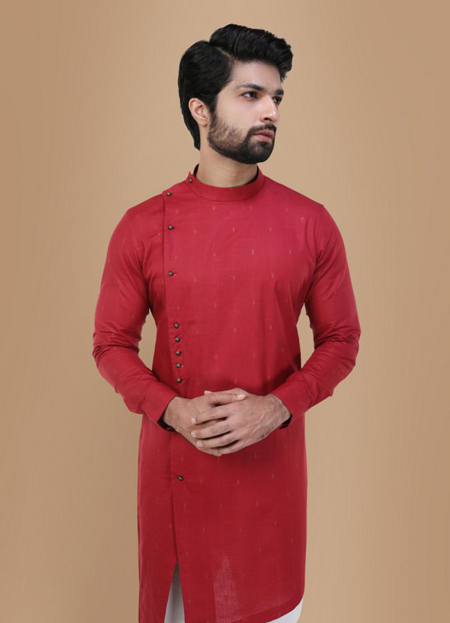 Manyawar Achkan Style Maroon Kurta