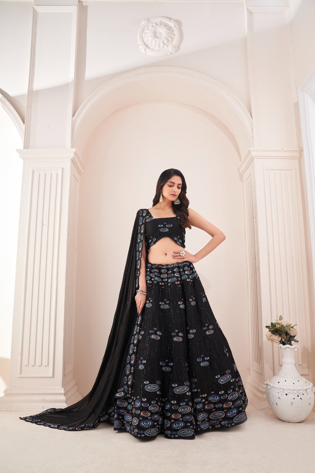 Elegant Bliss Lehenga Embroidery Thread With Sequence Work | Limited Edition