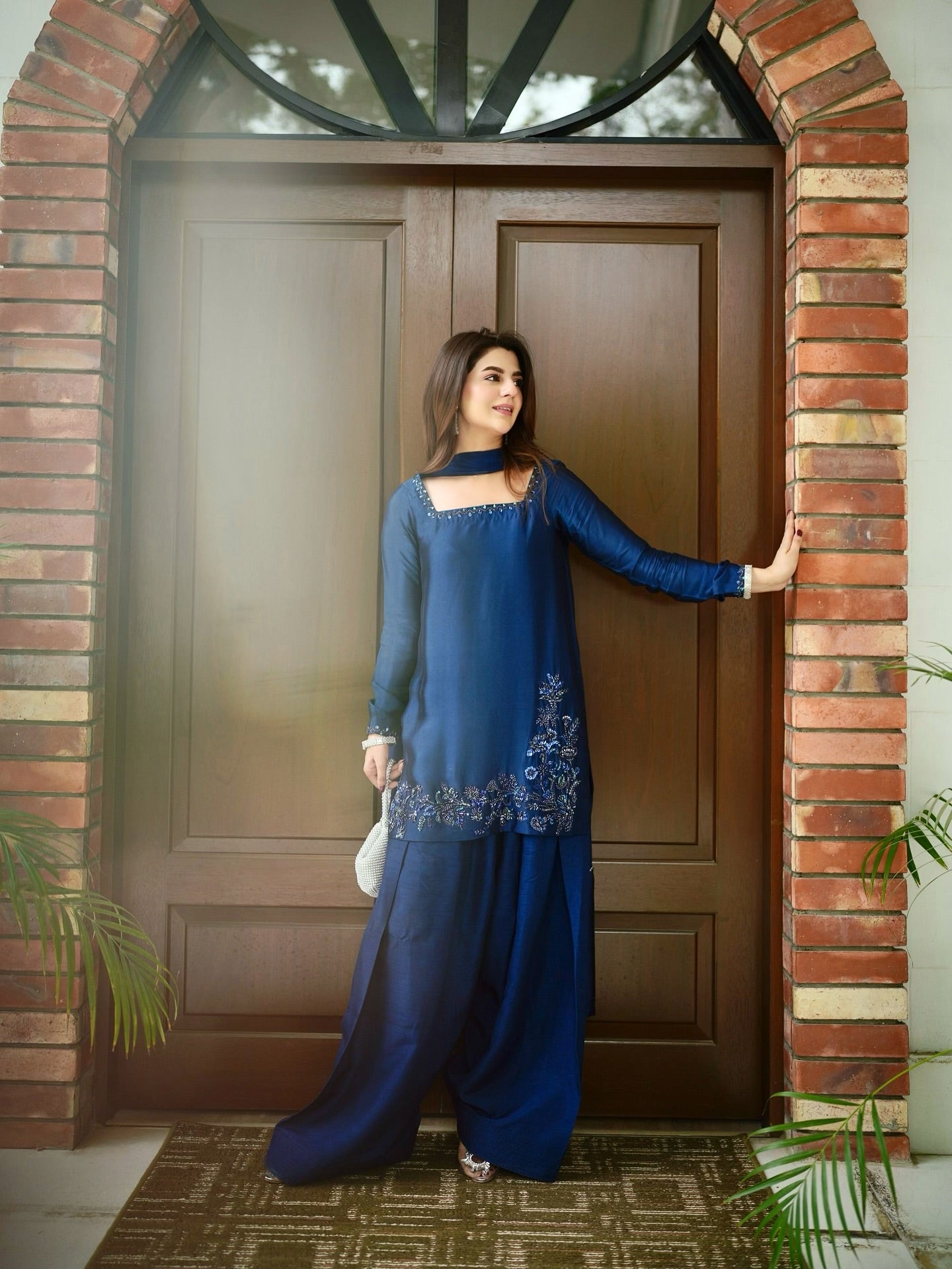 Blue Kurta Dupatta Set With Sequence Work | Ready To Wear
