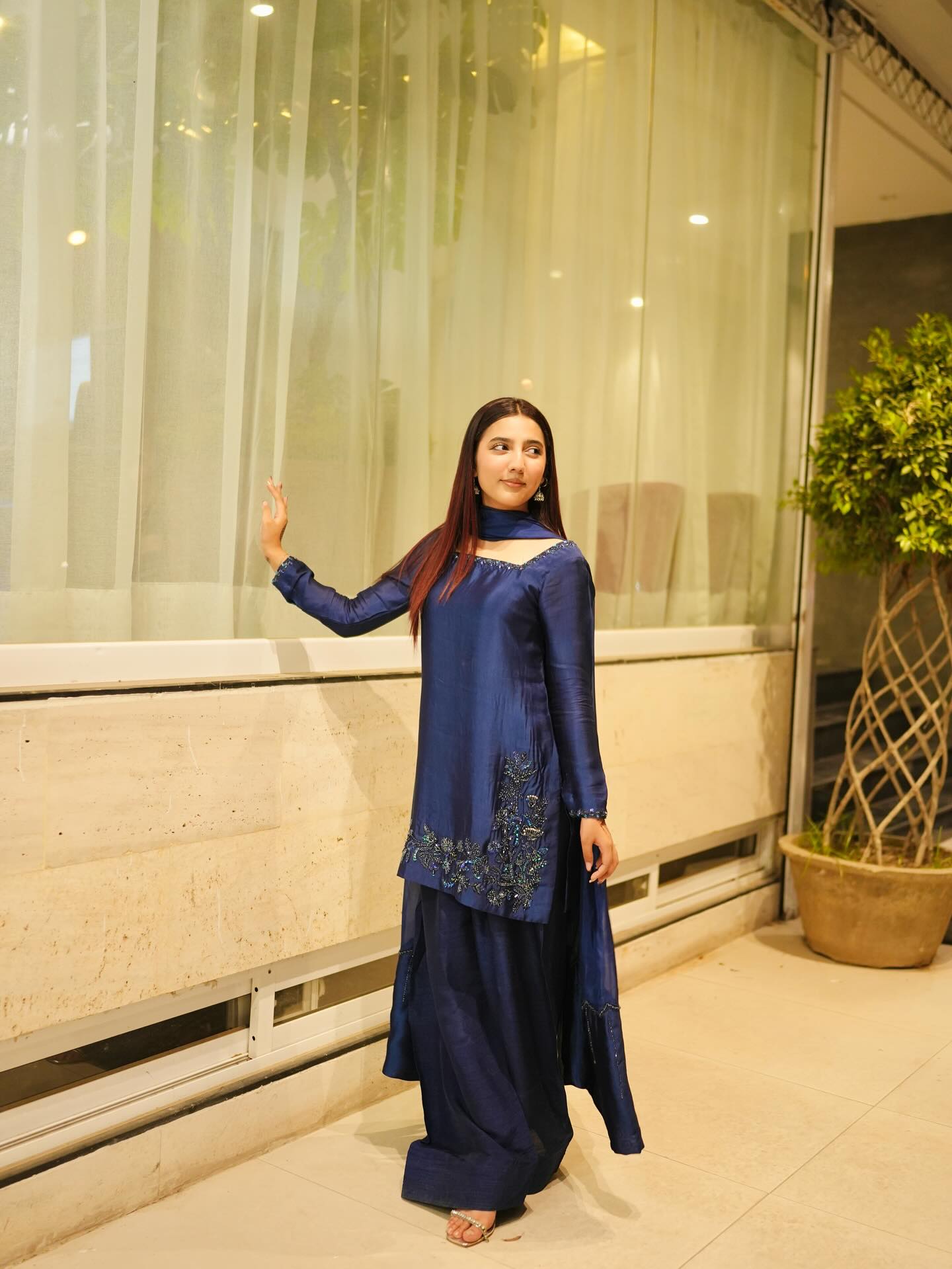 Blue Kurta Dupatta Set With Sequence Work | Ready To Wear