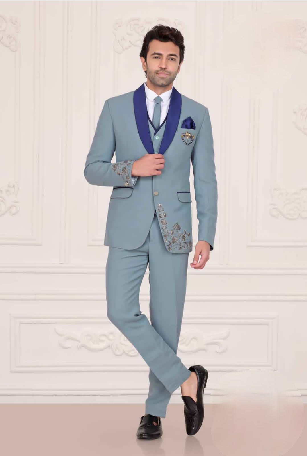 Elegant Light Blue Suit | Made To Order | Customization Available