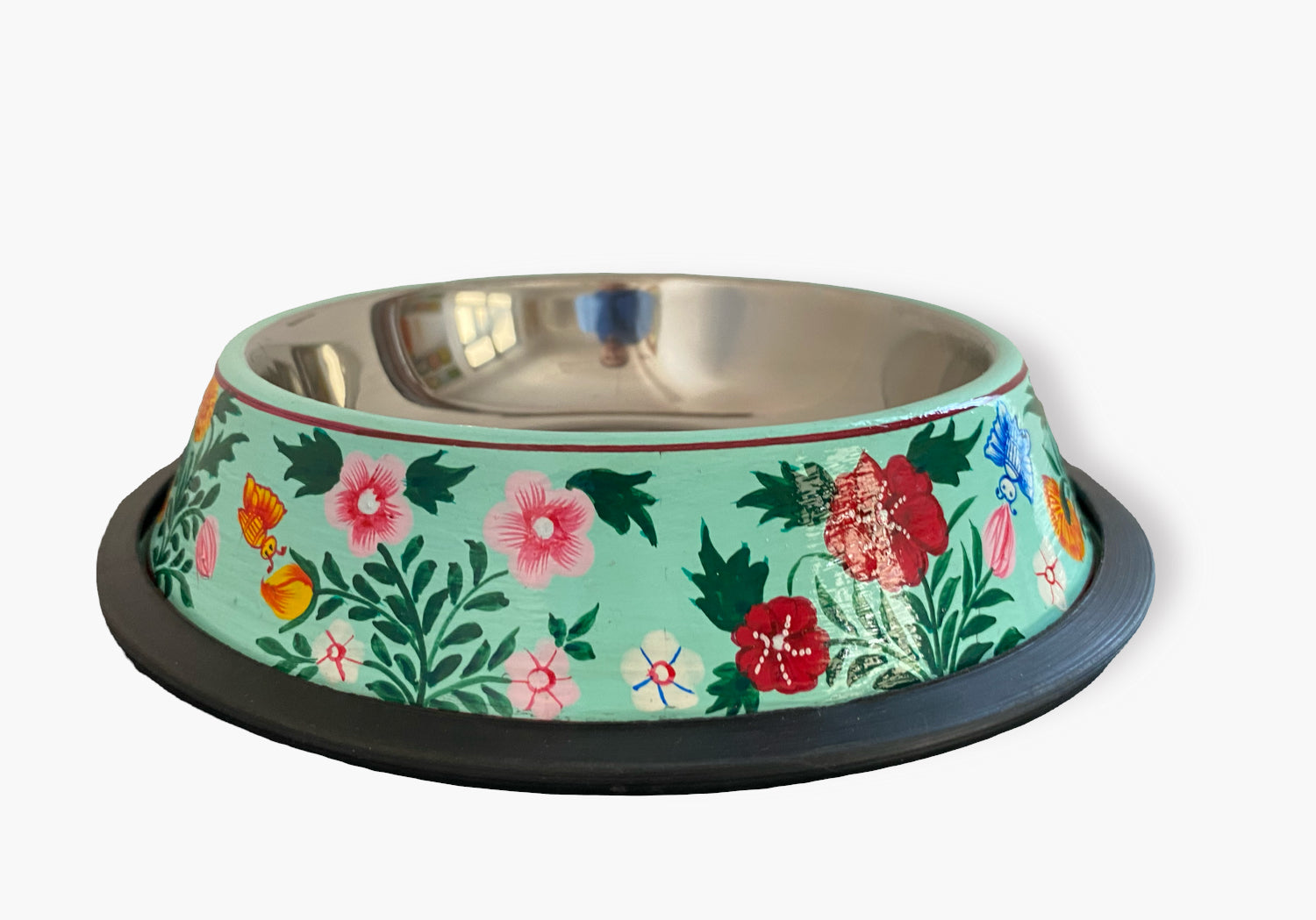 Hand Painted Anti Skid Pet Food Bowl- Floral Food Bowl