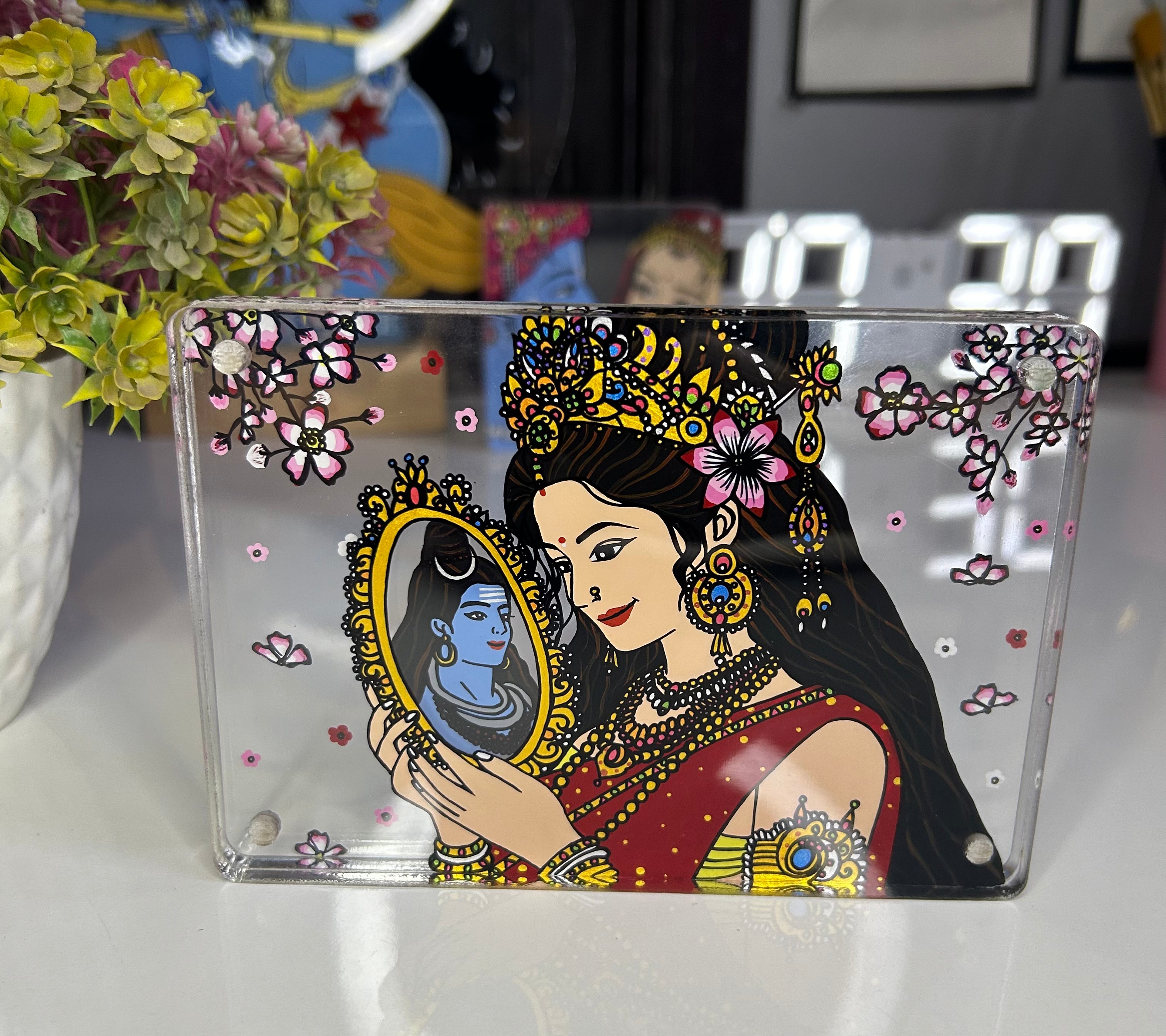 Shiv Parvati Magnetic Frame Glass painting