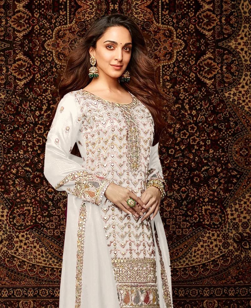 Chinon Silk Suit With Embroidery Work | Ready To Wear