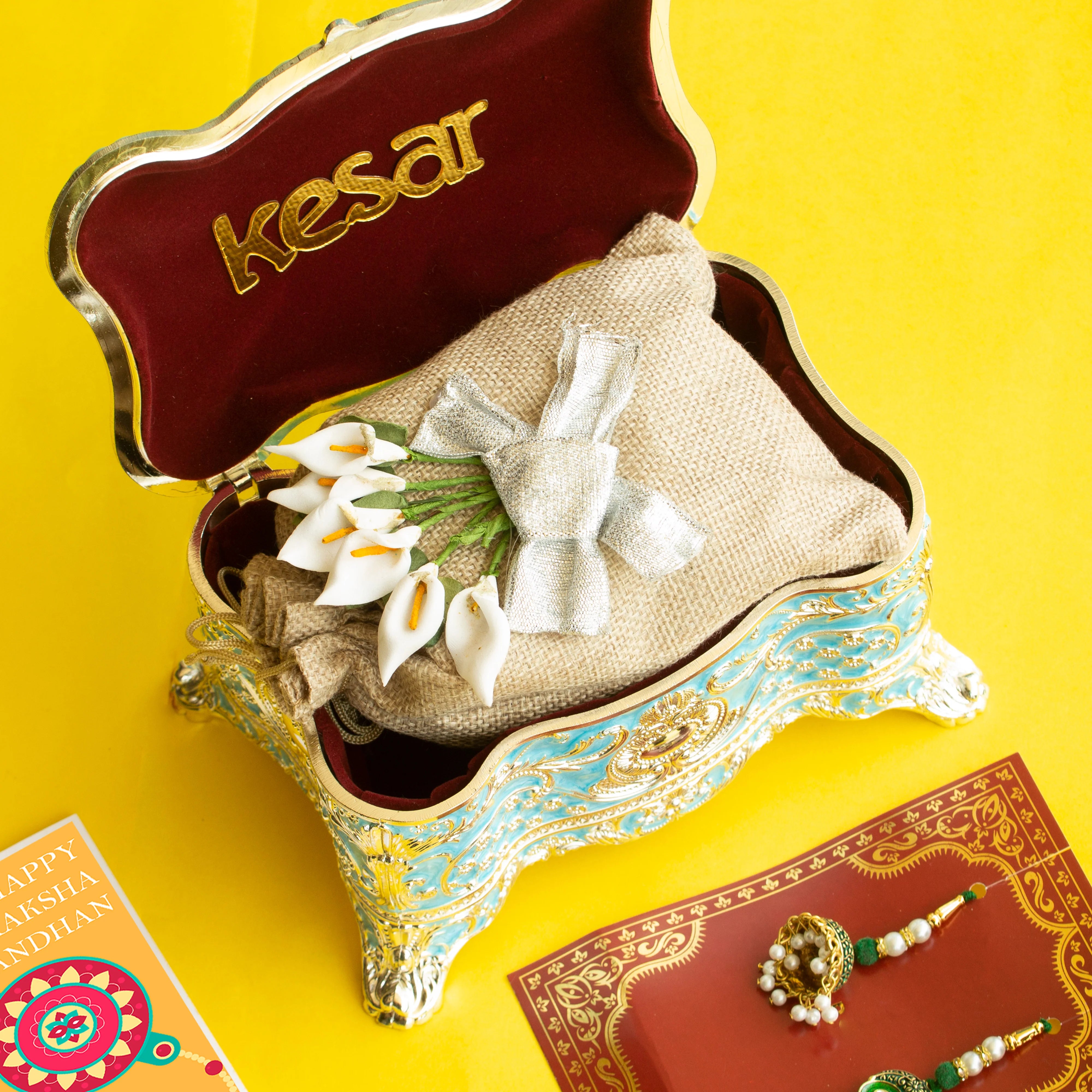 Kesar Sweets Imperial Rakhi Treasure with Bhaiya Bhabhi Rakhi