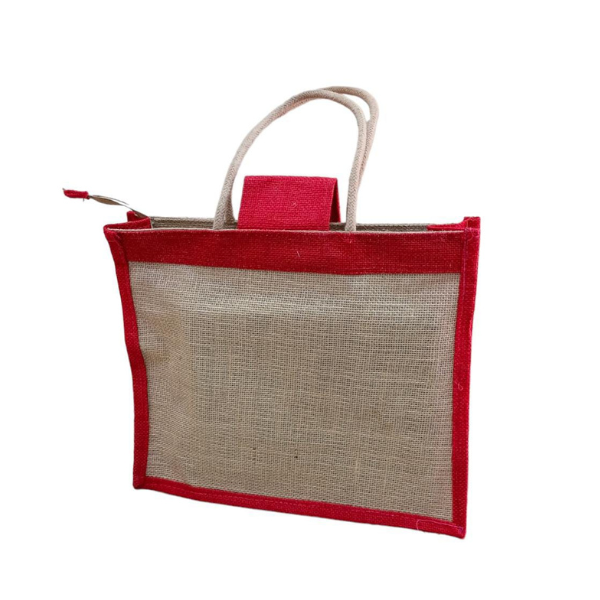 India Jute Handbag with Zip | Lunch Bag for Office| Traditional Jute bag (Set Of 2)