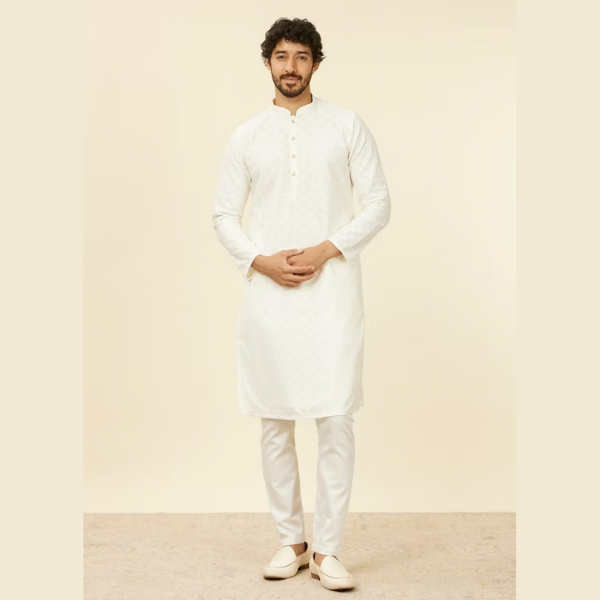 Manyawar Self Patterned Kurta Set