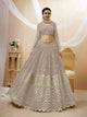 Ready To Wear | Women's Grey Georgette Sequins Zari Embroidered Lehenga Choli & Dupatta