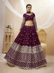Ready To Wear | Women's Wine Georgette Sequins Zari Embroidered Lehenga Choli & Dupatta