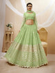 Ready To Wear | Women's Pista Georgette Sequins Zari Embroidered Lehenga Choli & Dupatta
