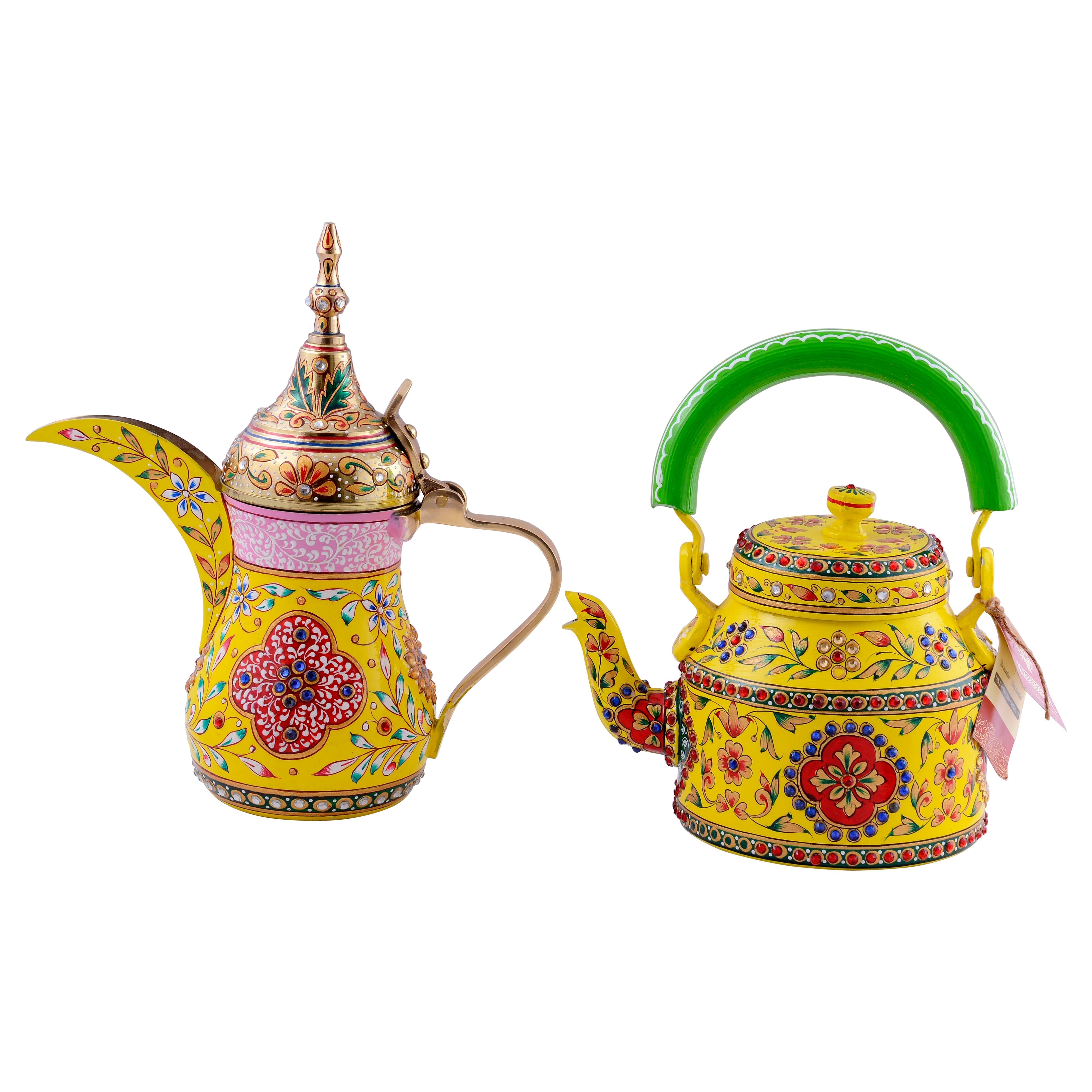 Arabic Dallah Brass Coffee pot & Tea kettle set-"Noor"