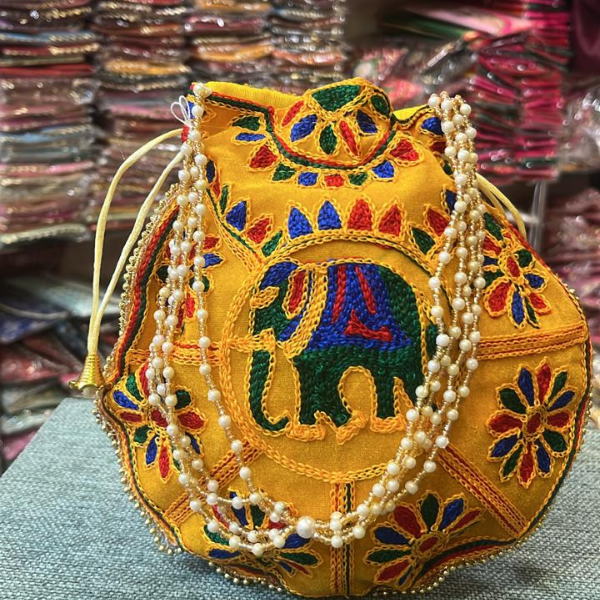 Jodhpuri Design Thread Work Elephant Potli - Set of 5