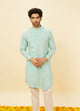 Manyawar Aqua Green Angrakha Kurta Set