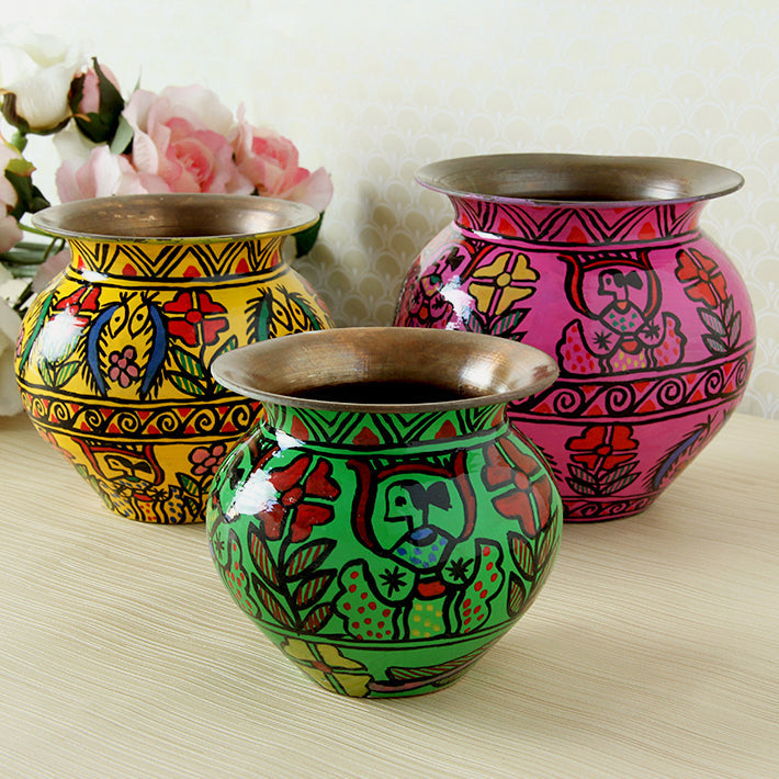 Copper Kalash Set of 3 ; Vases, Sugar Pots