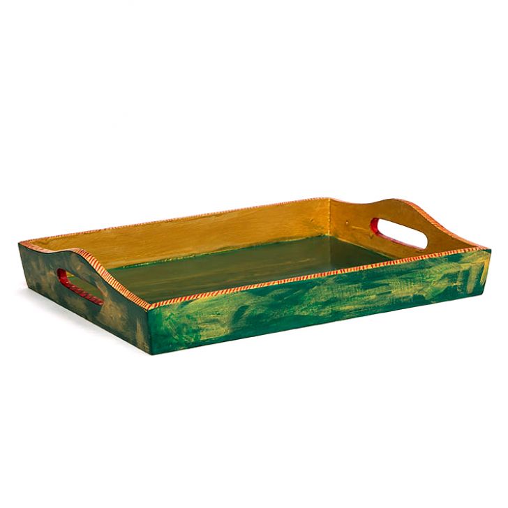 Hand Painted Serving Tray : Green Antiqua, Contemporary Design