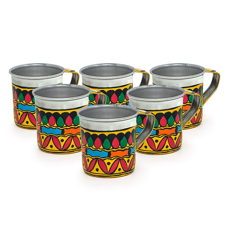 Hand Painted Tea Cups Set of  6 : Madhubani