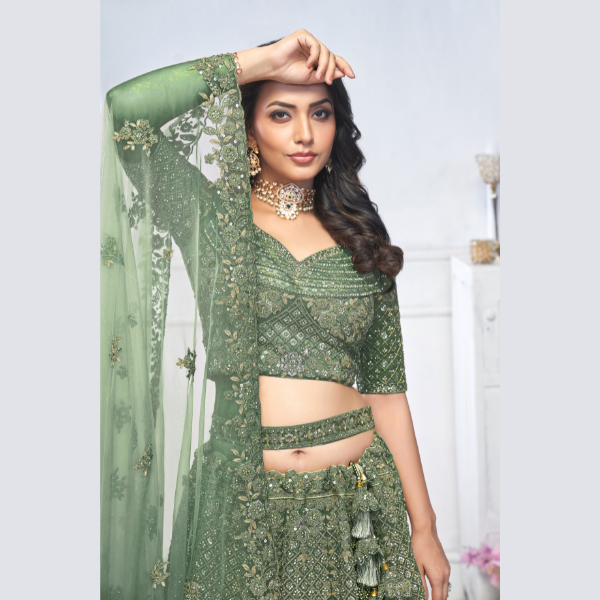 Graceful Green bridal wear lehenga | Ready To Wear |