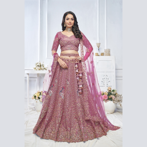 Graceful Onion bridal wear lehenga  | Ready To Wear | - India shopping