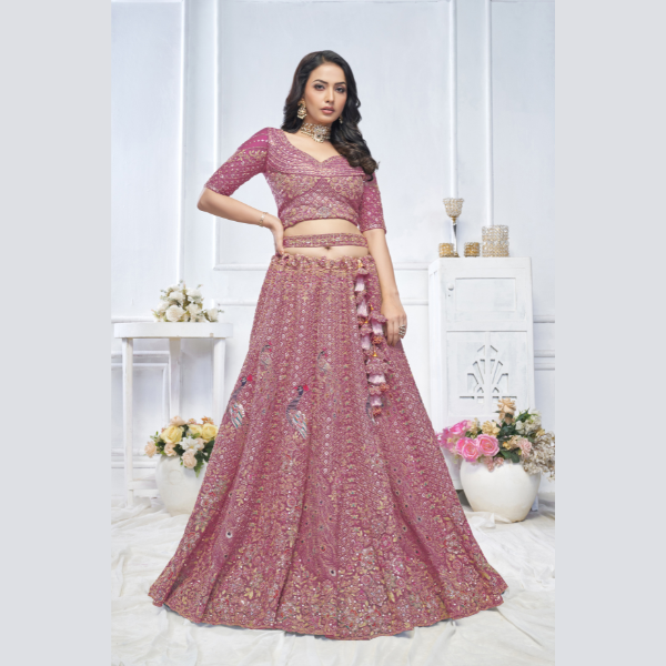 Graceful Onion bridal wear lehenga  | Ready To Wear | - India shopping