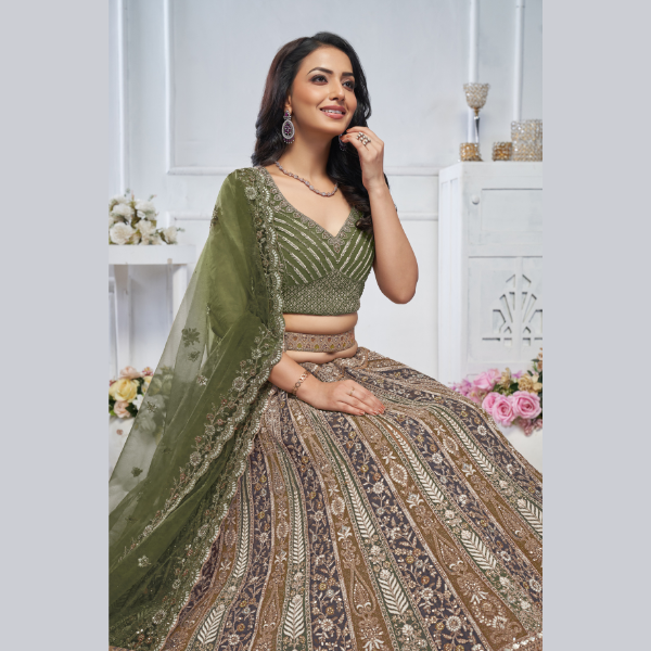 The Grandeur Green bridal lehenga  | Ready To Wear |