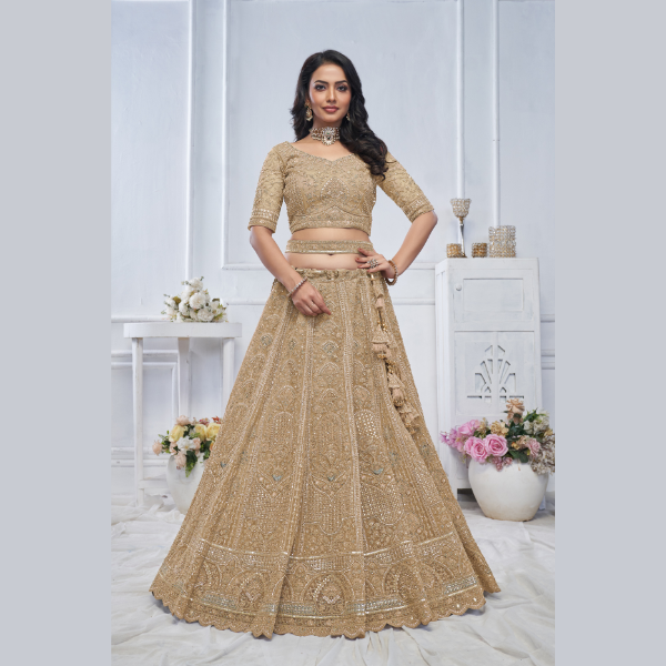 Golden Embroidered Bridal lehenga | Ready To Wear |