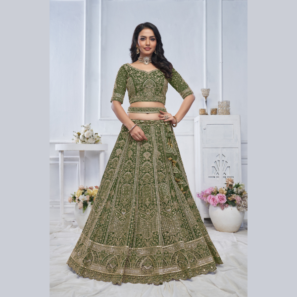 Peacock Green Embroidered Bridal lehenga | Ready To Wear |