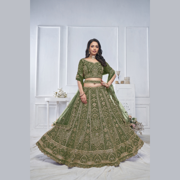 Peacock Green Embroidered Bridal lehenga | Ready To Wear |