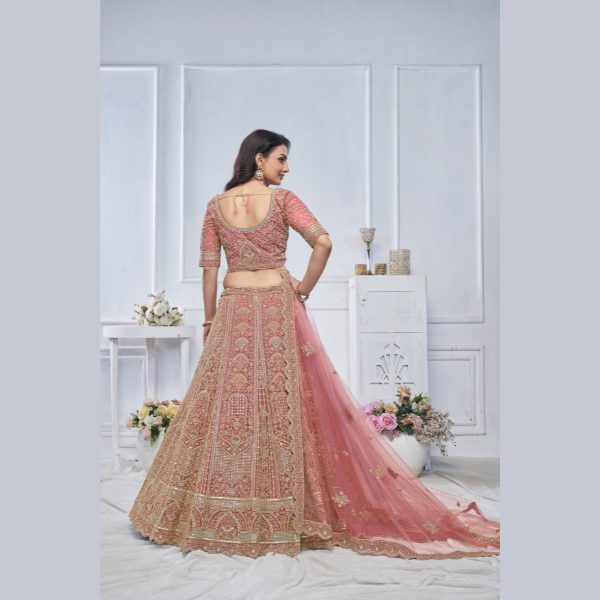 Pastel Onion Embroidered Bridal lehenga | Ready To Wear |