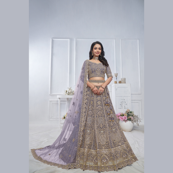 Peacock purple Embroidered Bridal lehenga | Ready To Wear |