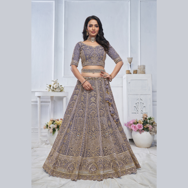 Peacock purple Embroidered Bridal lehenga | Ready To Wear |