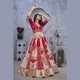 Regal Elegance: The Red and White Masterpiece Lehenga with Paisley Motifs and Sheer Pink Dupatta | Ready To Wear