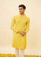 Manyawar Lemon Yellow Classic Kurta Set