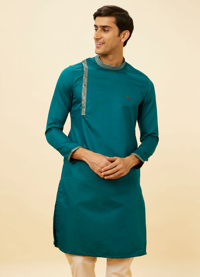 Manyawar Teal Green Angrakha Kurta Set