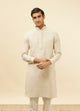 Manyawar Natural Beige Embroidered Neckline Kurta