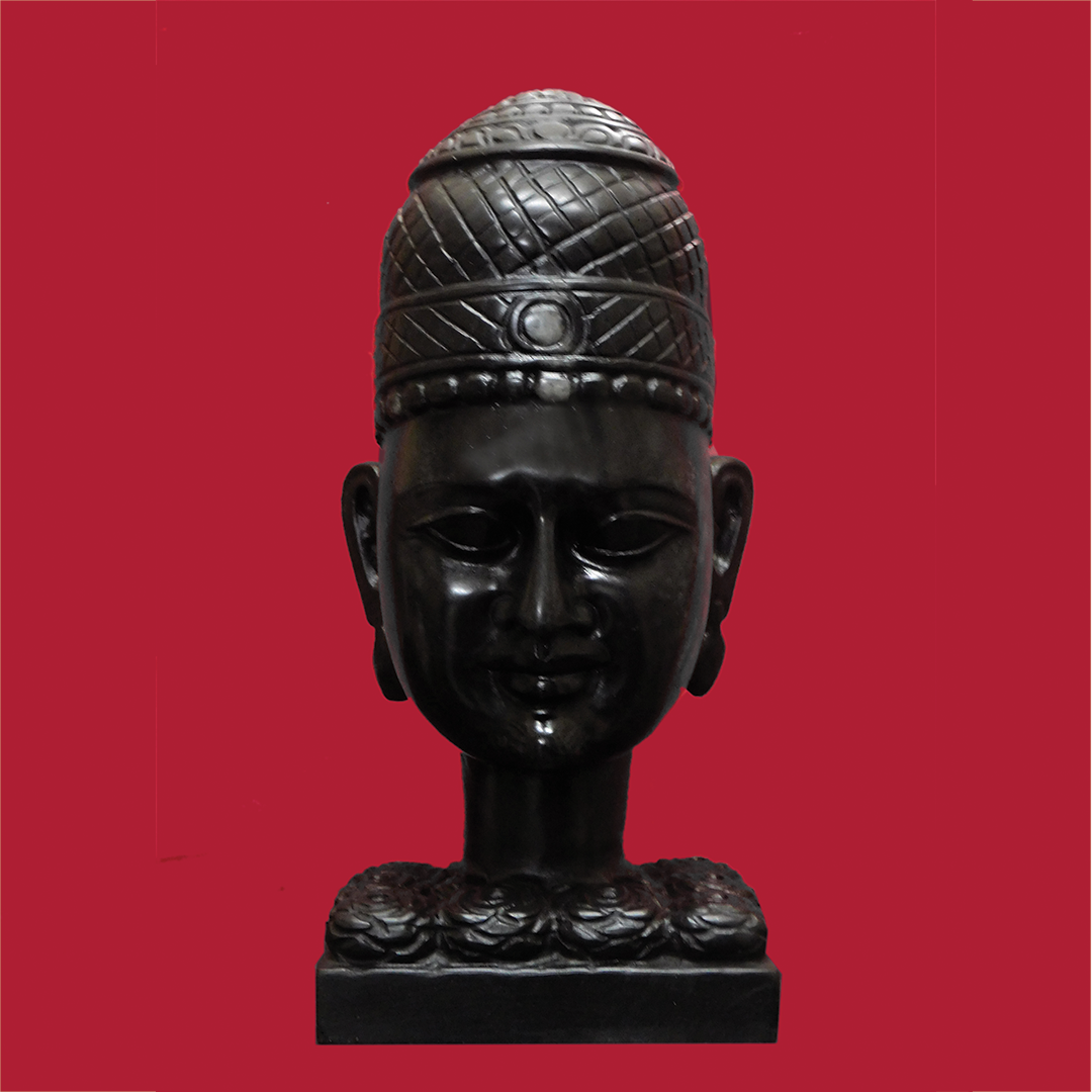 Khatu Shyam Baba Marble Statue (Black) - 15 x 8 x 6 inches