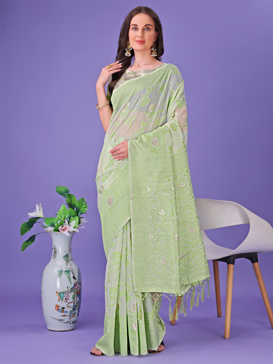 Kora Kriti: Raw Elegance Linen Cotton Classic Saree Collection| Ready To Wear                     SKU-ASCOT2001 to 06