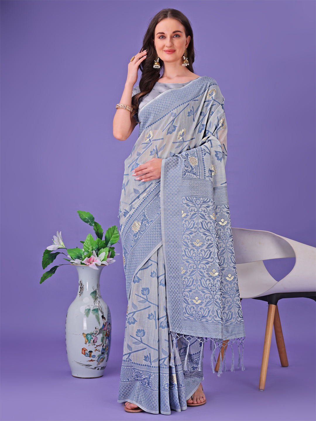 Kora Kriti: Raw Elegance Linen Cotton Classic Saree Collection| Ready To Wear                     SKU-ASCOT2001 to 06